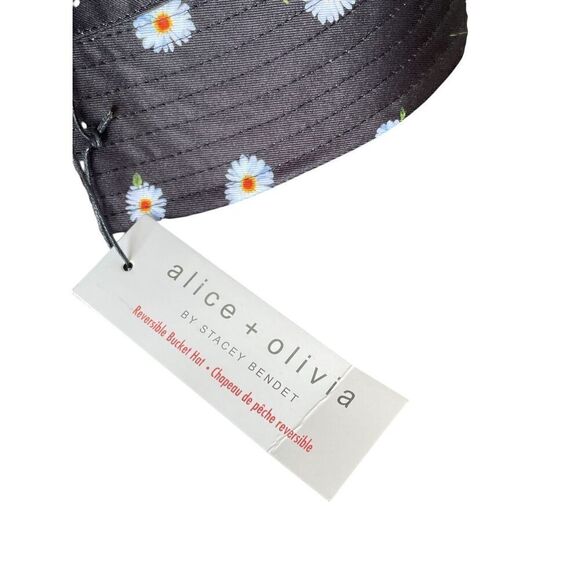 NWT Alex + Olivia Daisy Print Reversible Bucket Hat Black / White One Size - Picture 8 of 10